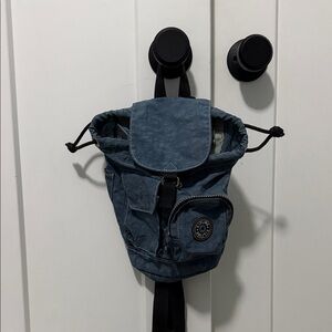 Kipling Denim Blue Drawstring Backpack
